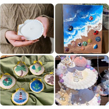 Conchas de Vieira para Artesanato, com Barbante e Miçangas, Adequadas para Pintura DIY, Artesanato, Decoração de Casamento Na Praia