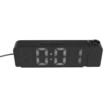 180 Rotation Projection Alarm Clock 12/24H LED Digital Clock USB Plug-in Ceiling Projector Alarm Clock (White)