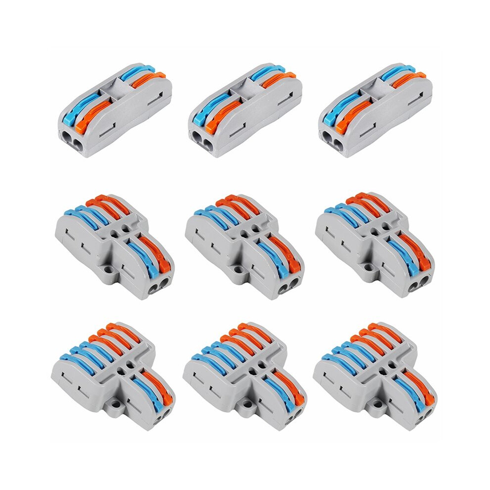 9Pcs Compact Splicing Wire Connectors Assortment Pack Lever Connector Kit, Quick Wiring Connector For Awg 28-12 4711928013046