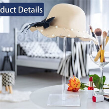 Clear Acrylic Hat Stand Hat Holder Rack Decorative Hat Display Stand with Pedestal and Base Home Decor Square
