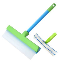 3in1 Silicone Squeegee Cleaning Kit 30cm T-Bar, Short Handle for Car Household Bathroom Glass Mirror Window Squeegee