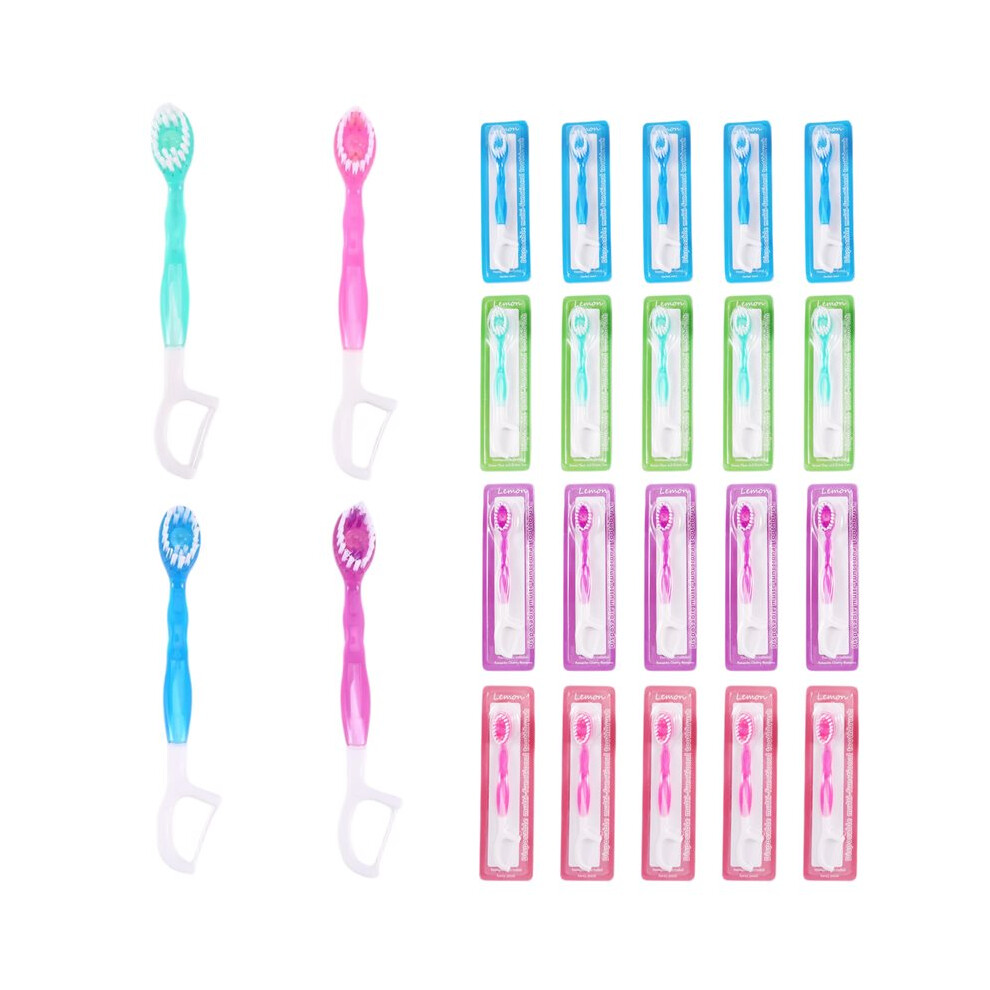 24Pcs Disposable Toothbrush, Individually Wrapped  Travel Toothbrush, Soft Bristles, Dental Floss, with Toothpick