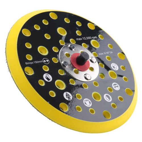 150mm 5/16 Thread 52 Hole Medium Density Random Orbital Sander Hook & Loop Backing Pad Compatible with Mirka CEROS DEROS 2