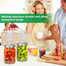 Kit de Fermentation - 2 Couvercles Améliorés et 2 Poids en Verre pour Bocaux à Large Ouverture de 86 mm, Idéal pour la Choucroute