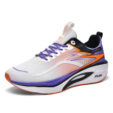 (White purple, 44) Men Women Professional Marathon Full Carbon Plate Racing Shoes Breathable Mesh Shock Absorb Running Sneakers