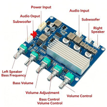 TPA3116 2.1 Channel Digital Power Amplifier Board 2x50W+100W High Power Audio Amp Module 12V‑24V