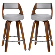 ALFORDSON 2x Bar Stools Backrest Swivel Wooden Dining Kitchen Pub Fabric Chair Barstool