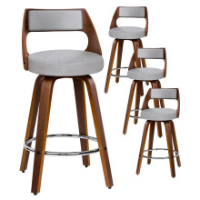 ALFORDSON 4x Bar Stools Padded Swivel Wooden Leg Kitchen Counter Pub Chair Barstool Grey