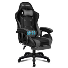 ELFORDSON Office Chair Massage Recliner Padded Swivel Footrest Computer Gaming