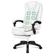 ELFORDSON Office Chair 8 Massage Point Heated Executive Recliner Footrest Gaming