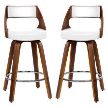 ALFORDSON 2x Bar Stools Swivel Footrest Wooden Dining Kitchen Club Chair Barstool WHITE