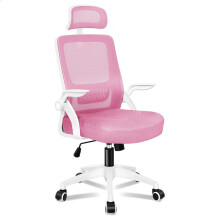ELFORDSON Mesh Office Chair Ergonomic Gas Lift Swivel Tilt Computer Gaming Pink