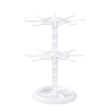 Countertop Acrylic Rotating Keychain Rack Adjustable 2 Tire Spinner Display Holder Trinkets Jewelry Organizer Stand-B