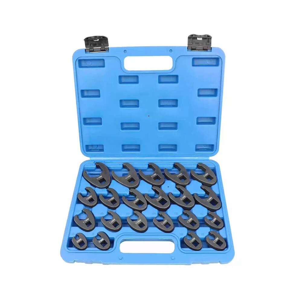 21 Piece Metric Crowfoot Wrench Set 1/2 Inches And 3/8 Inches Drive Sizes 8Mm-32Mm Cr-Mo Flare Nut 4711183842566
