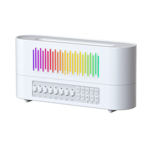 Aromadiffuser met -Luidspreker, Etherische Oliediffuser, Flikkerende Vlam, 260 Ml, Witte Ruisluidspreker en Luchtbevochtiger A