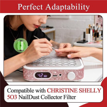 6 Filtros de Repuesto para Colector de Polvo de Uñas CHRISTINE SHELLY 503, Filtros de Repuesto Reutilizables