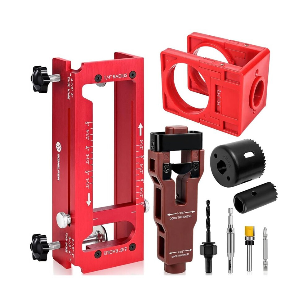 Door Hinge Jig, Aluminum Alloy Door Hinge Template Kit for Router, Adjustable Mortise Jig Fits Door Hinges-image-OPC-PVKWKPB-NEW