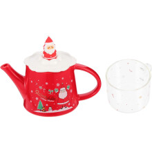 Juego de tetera Juego de té navideño 1 Juego de tetera y taza de té de cerámica navideña Juego de té festivo