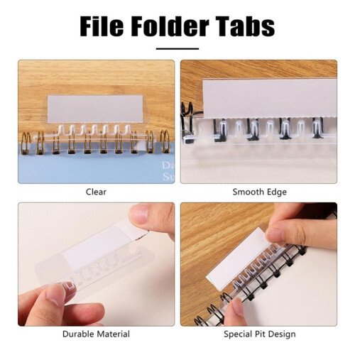 200 Pcs File Folder Tabs and 200 Pcs 2 Inch Hanging File Inserts Labels, Plastic Files Folder Tabs for Hanging Folders 2