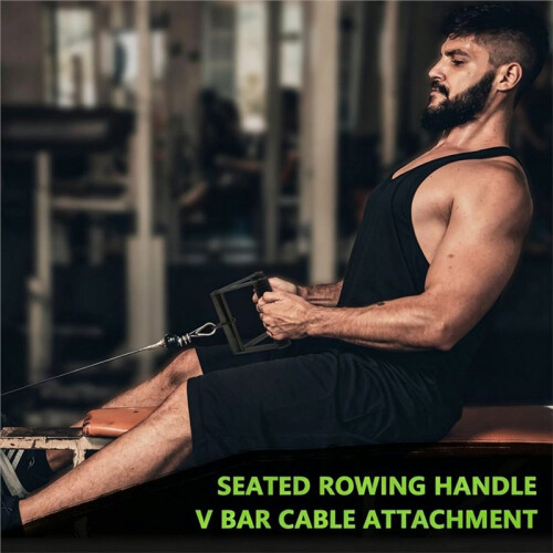 Double D Row Handle Cable Attachment for Weight Workout, Steel with Non-Slip Rubber Grip 2