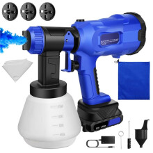 Lithium-Ion Battery Electric Household Paint Spraying Tool with 1000ML Detachable Tank 4Various Copper Nozzle B EU Plug