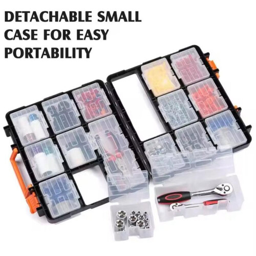 16-Compartment Detachable Tool Organizer Box Ideal for Screws, Nuts, Bolts, and Small Items 1