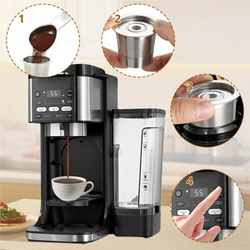 Confezione da 6 Capsule di Caffè Riutilizzabili  per Macchine da Caffè per  PB051 e CFP101/PB041 con 2 Misurini per Macchine da Caffè per 1