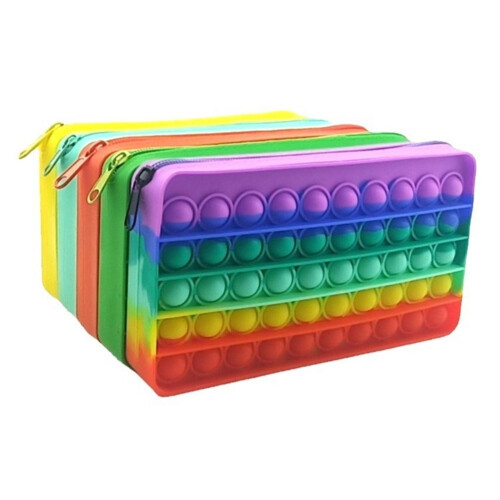 Silicone Bubble Toy Pencil Case, Green 1