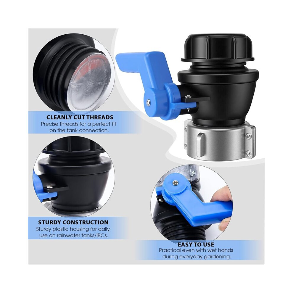 Ibc Tank Accessories Ibc Adapter Valve 60 Mm To 62 Mm Stopcock Tank Adapter, For Rainwater Tank,Rain Butt,Container 6031771499209