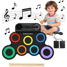 Portable Electric Drum Set Pad Kit 7 Pads with Headphone Jack Pedals Drumsticks Musical Instruments Practice Pad DrumKit