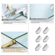 6 Pcs Carbide Glass Cutting Heads, 2-6mm Wide Range Spares, for Glazing & Stained Glass