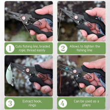 Fishing Pliers Stainless Steel Multifunctional Tool for  Cutter Hook Remover Split Ring Slip Grip Fishing Accessorie