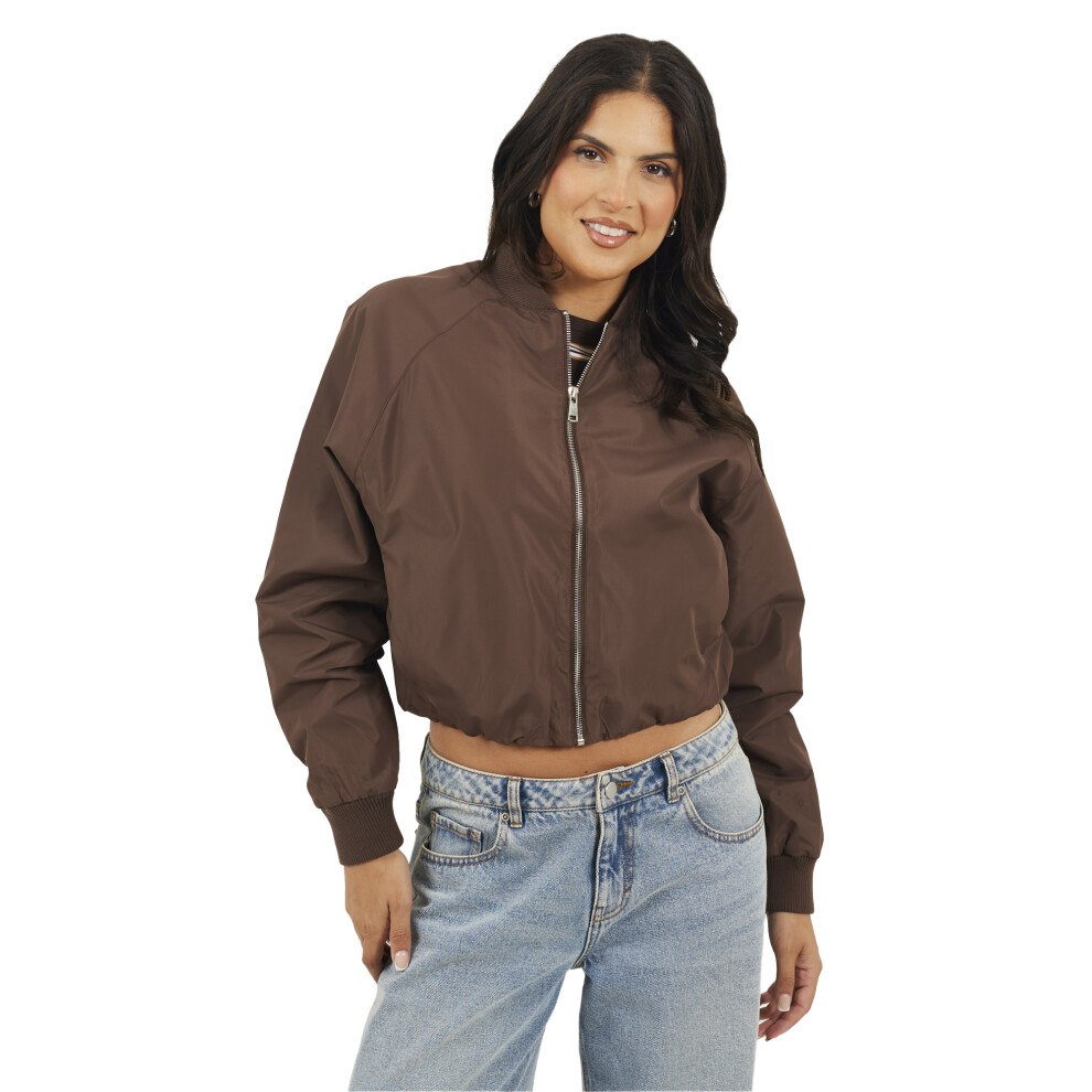 Brave Soul (10 Uk, Dark Chocolate) Womens/Ladies Bomber Jacket Brown,Multicoloured