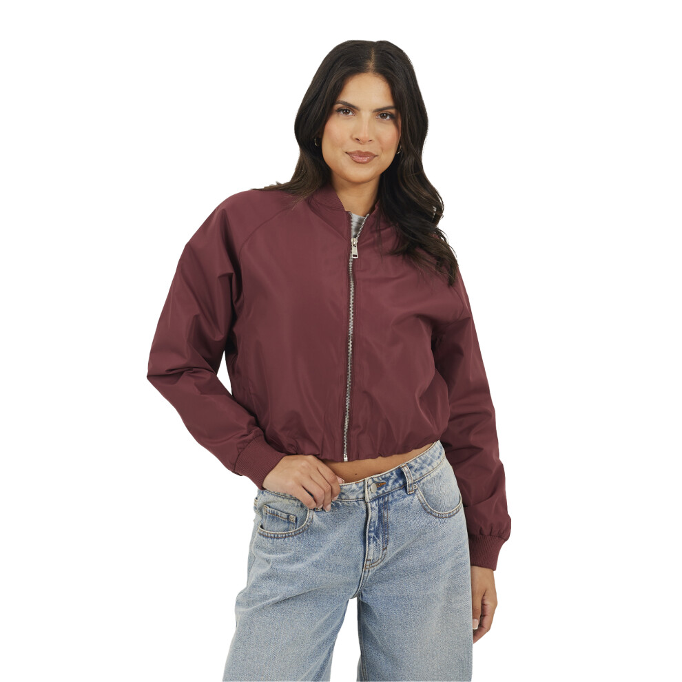 Brave Soul (12 Uk, Burgundy) Womens/Ladies Bomber Jacket Red,Multicoloured