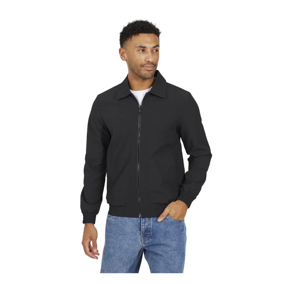 Brave Soul (M, Black) Mens Seersucker Harrington Jacket