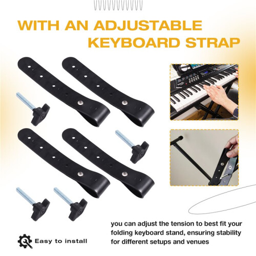 Sangles de Support de Piano, Sangles de Verrouillage pour Support de Clavier Électronique, Support de Ceinture de Fixation 1