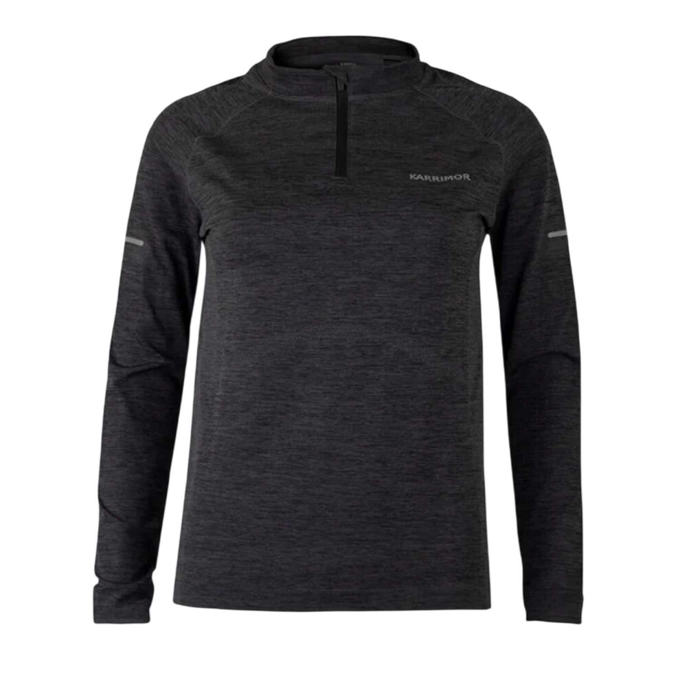Karrimor (12 Uk, Black Marl Marl) Womens/Ladies Xlite Seamless Quarter Zip Running T-Shirt