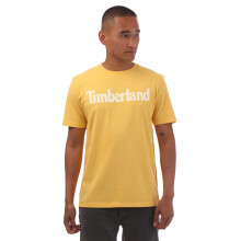 (L, Yellow) Timberland Mens Northwood Wordmark Cotton Crew Neck T-Shirt