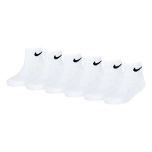 (3 UK Child-7 UK Child, White) Nike Childrens/Kids Swoosh Trainer Socks (Pack of 6)