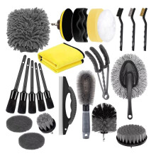 23-Teiliges Autoreinigungsset, Autopflege-Set mit Bürsten, Autowaschtasche, Handtuch, Reifenbürste und Detailreinigungswerkzeug