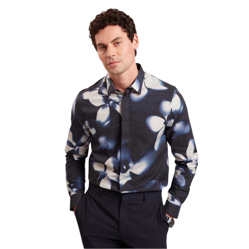 Ted Baker (S, Navy) Mens Floral Shirt Blue,Multicoloured