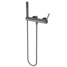 Brushed Rose Gold/Gunmetal Dual Handle Wall Mounted Waterfall Bathtub Faucet Set