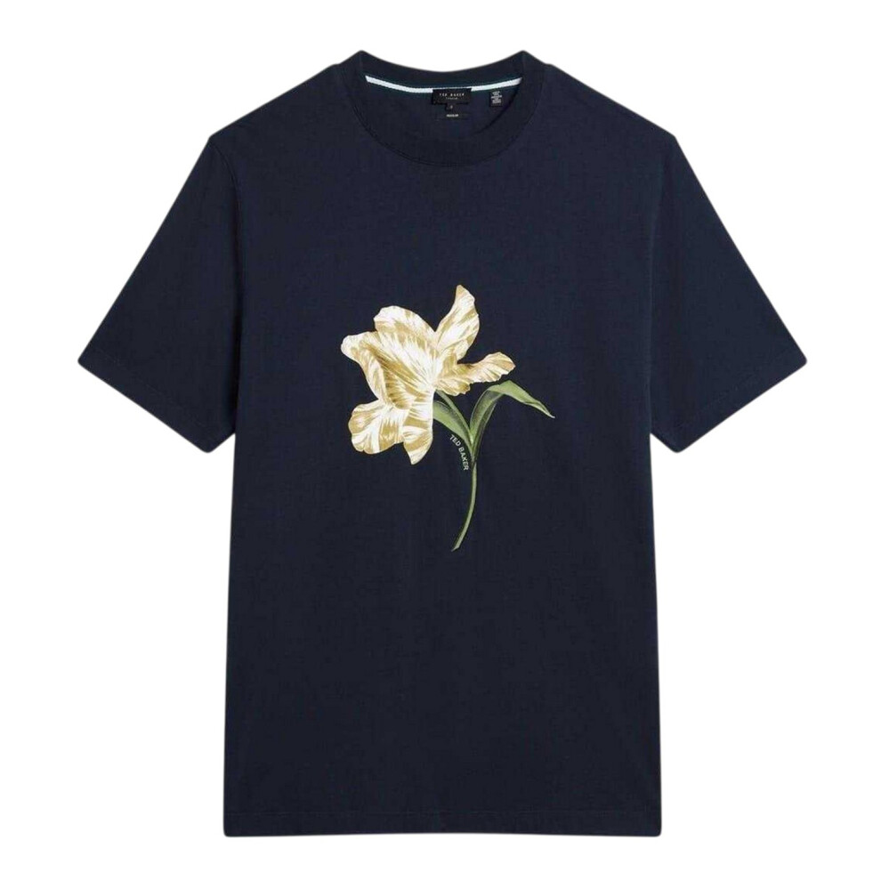 Ted Baker (M, Navy) Mens Flower Crew Neck Regular T-Shirt