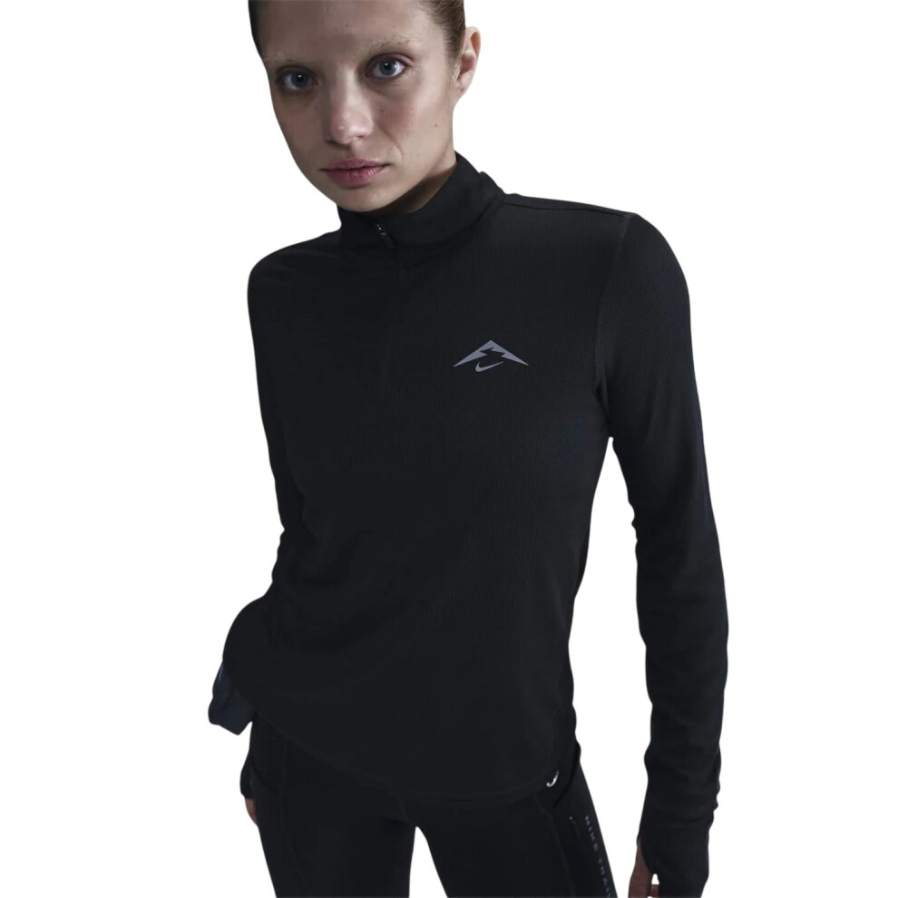 Nike (16 Uk, Black) Womens/Ladies Trail Dri-Fit Quarter Zip Running Midlayer