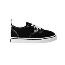 (5 UK Child, Black/White) Vans Baby Authentic Canvas Elastic Strap Shoes
