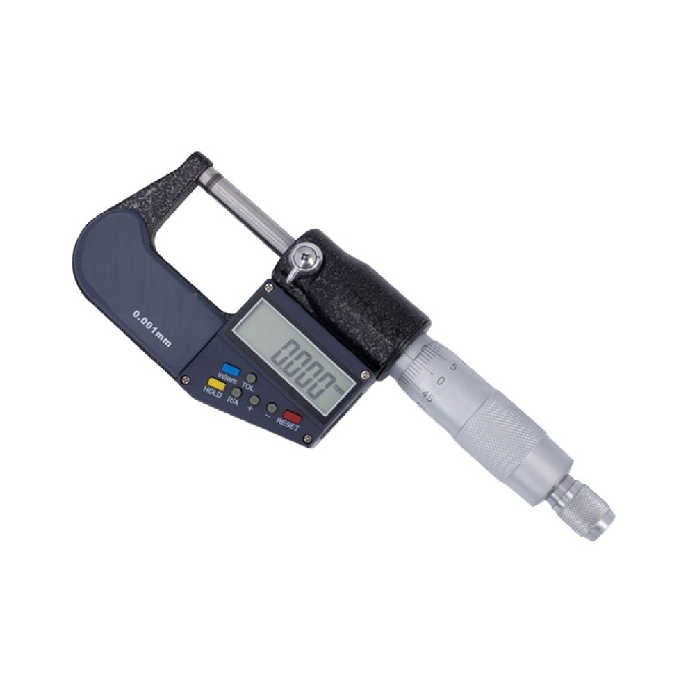 Saudism Digital Micrometer 0.001Mm Electronic Outside Micrometers Chrome Plated Caliper Gauge Measure Tools Data Output 0-25Mm