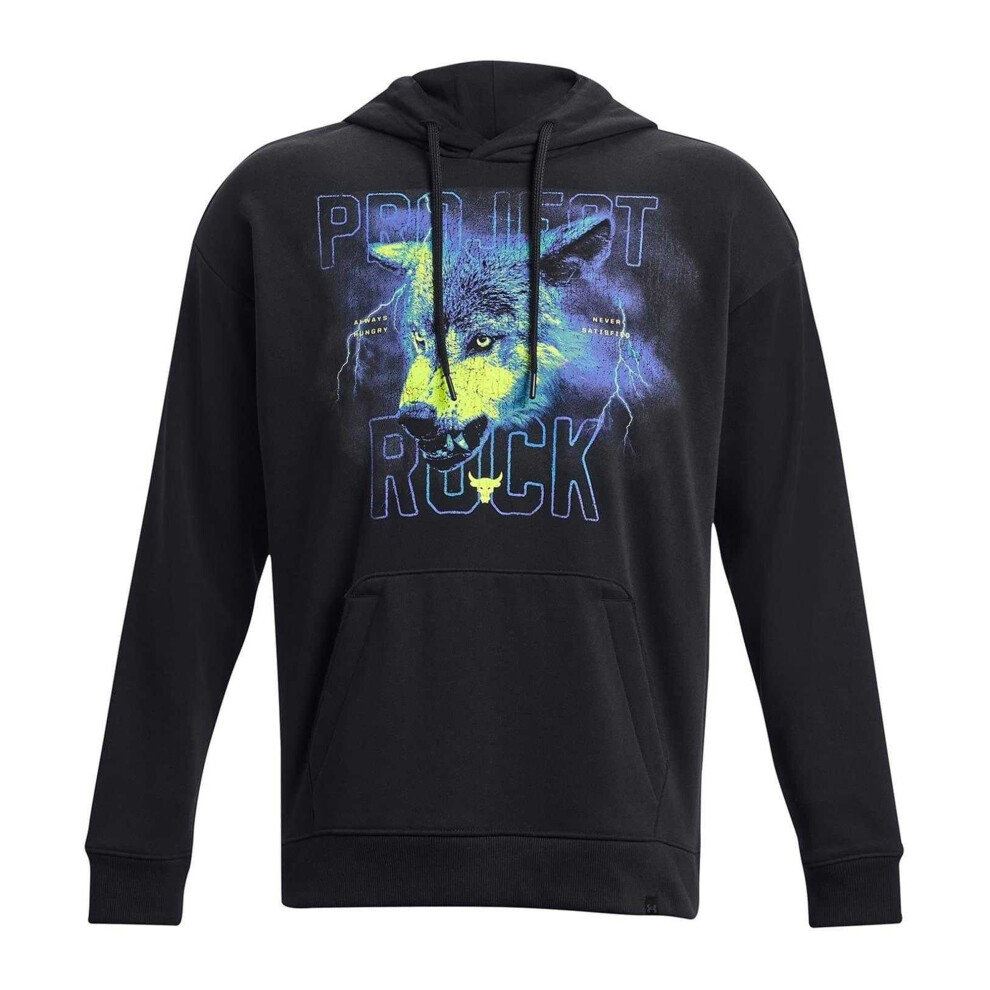 Under Armour Mens Project Rock Long-Sleeved Workout Hoodie Black