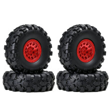 Roues de 0,7 Pouce avec Moyeux Métalliques, Pneus et Kit de Contrepoids pour Voiture RC SCX30 1/30 - Pièces de Mise à Niveau Rouges