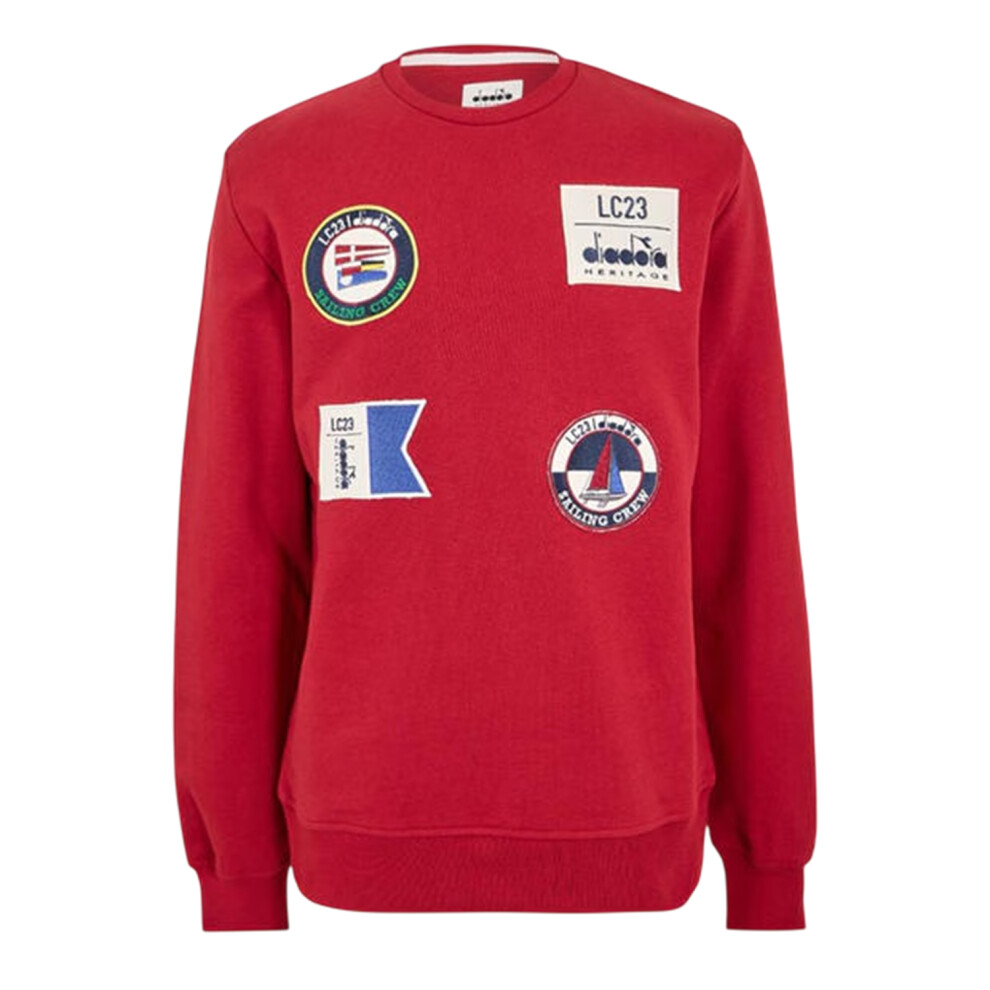 Diadora (M, Red) Mens Sailing Patch Regular Long-Sleeved Sweatshirt