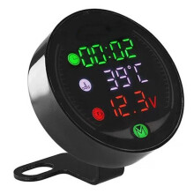 5-in-1 Motorrad-Wassertemperaturanzeige, Voltmeter, Stoppuhr, USB-Ladegerät, Universelles Digitales Armaturenbrett-Messgerät